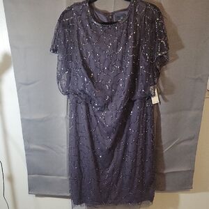 Adrianna Papell Navy Sequin Midi Dress